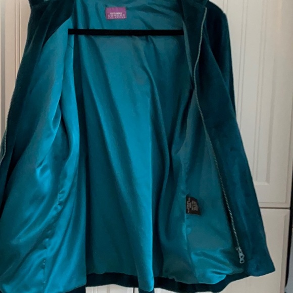 VINTAGE Susan Somers Collection zip front car coat. Teal w/ hood. - Picture 6 of 13